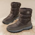 thumbnail image 2 of Tao Tao Winter Boots for Women - Warm Mid Calf Booties Waterproof Comfortable Slip On Outdoor Drawstring Fur Lined Lining Winter Shoes Brown 36, 2 of 6