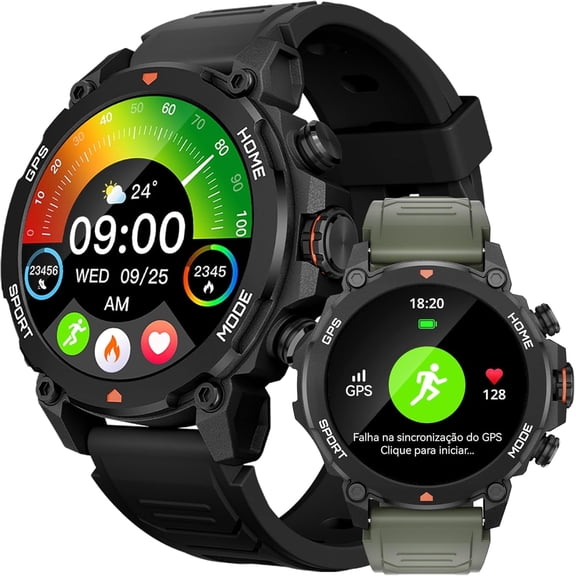 GPS Smart Watch for Men Women, 1.43" AMOLED Display Fitness Tracker with Bluetooth Calling, 5ATM Waterproof, 450mAh Battery, Sleep Tracking, 150 Sports Modes, Compatible with Android and iOS