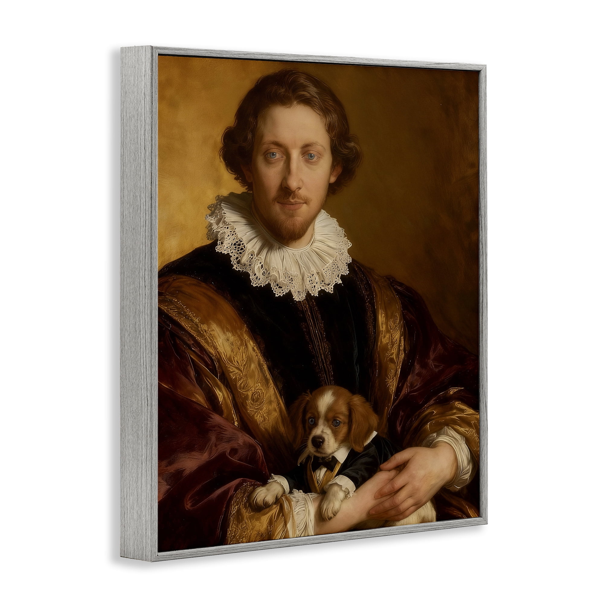 Stupell Industries Renaissance Noble with Loyal Companion Gray Framed Giclee Art, design by CAD Designs