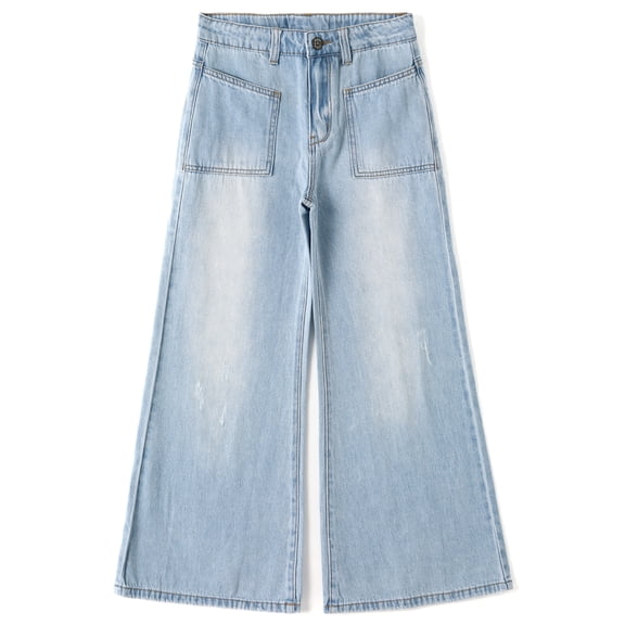 KIDSCOOL SPACE Girls Flare Jeans,Little Girl Bell Bottom Summer Denim Pants,8-9 Years