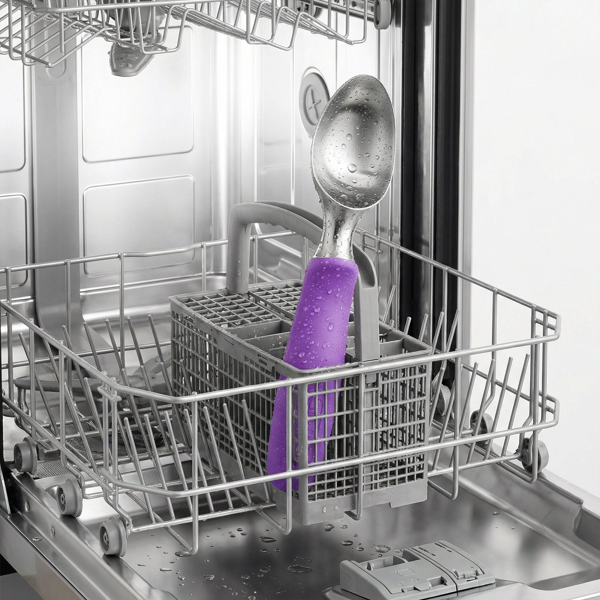 Unique Bargains Stainless Steel Ice Cream Scoop for Easy Use and Clean Purple 8.9in