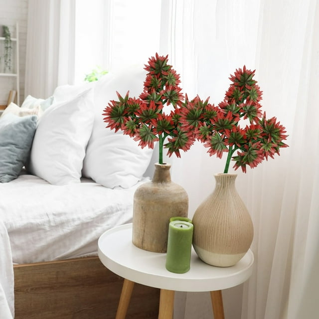 TaTaai Cadeau 12 Pcs Hautes Tiges de Feuilles d'Érable Rouges Artificielles pour Vase Fausses Branches de Feuilles d'Érable Feuilles d'Érable en Plastique Fausses Fleurs Plantes pour Décoration de Table de Maison Mariage Festival