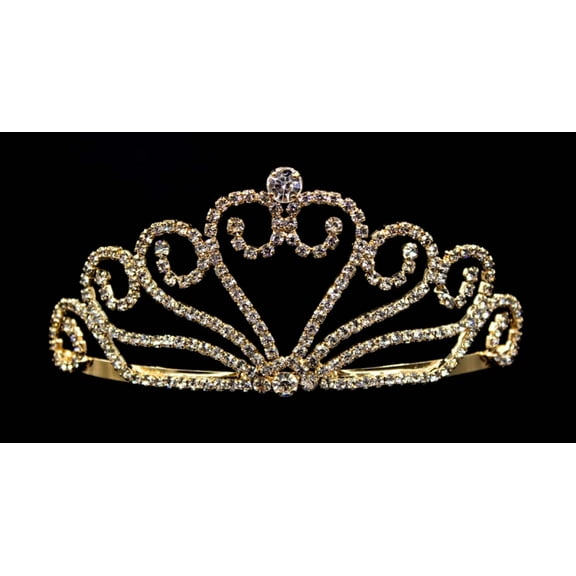 #15943g - Joining Wave Heart Tiara - Gold Plated