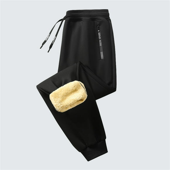 Men's Winter Lined Casual Trousers Relaxed Fit Wide Leg Thermal Bottoms for Cold Weather Comfort