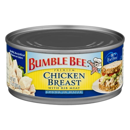 - (2 Pack) Bumble Bee Chunk Chicken Breast In Water With Rib Meat, Gluten Free Snack, High Protein Snacks, 10 oz. Can