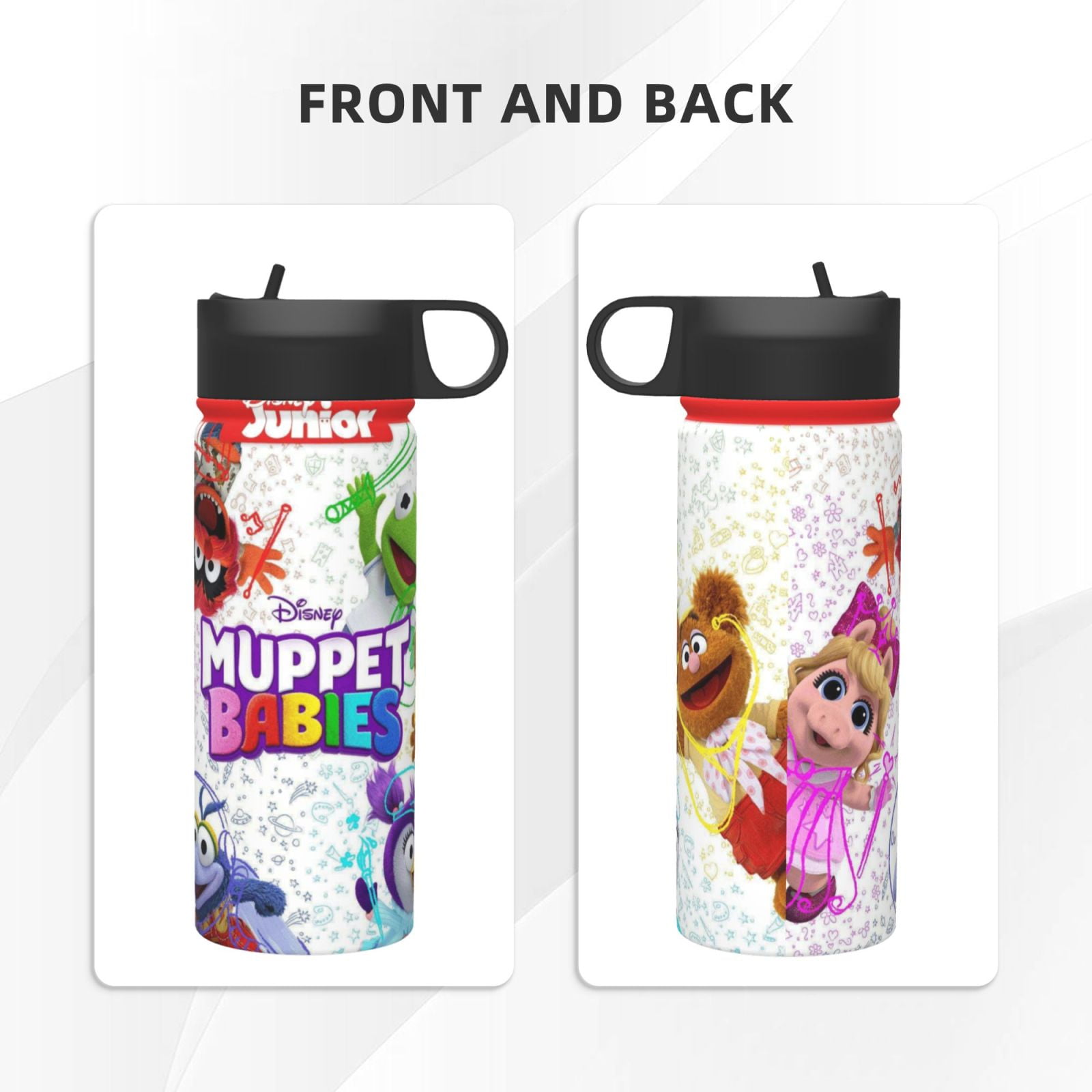 muppet babies Kids Insulated Water Bottle With Straw - 18 Oz Stainless Steel Double Wall Vacuum Cup, Leakproof, Bpa Free, Suitable For Boys And Girls