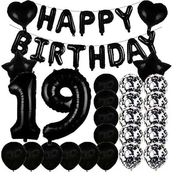 Sweet 19th Birthday Decorations Party Supplies,Black Number 19 Balloons,19th Foil Mylar Balloons Latex Balloon Decoration,Great 19th Birthday for Girls,Women,Men,Photo Props$$Electronics Accessories