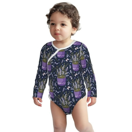 

Haiem Lavender Flowers Printed Unisex-Baby Long Sleeve Onesies Bodysuits Unisex Babies Snap-Up Rompers-12 Months