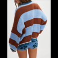 thumbnail image 4 of Suéteres Vintage para Mujer, Cuello Redondo, Larga, Estilo Preppy, de Punto, de Gran Tamaño Color Café L, 4 of 7