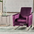 thumbnail image 3 of GDF Studio Pendry Modern Upholstered Pushback Recliner, Eggplant Purple Velvet and Silver, 3 of 7