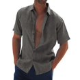 thumbnail image 1 of XDZJLR T-Shirts pour Hommes Décontractés Manches Courtes Unies Col Rabattu Boutons Hauts Formels, 1 of 5
