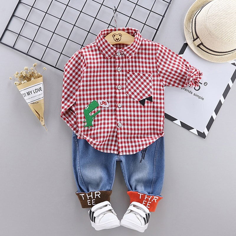 Wisremt Bow Decoration Baby Boy Clothes Set Solid Color Shirt Striped