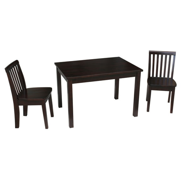 International Concepts Indoor Wood Mission Kids Table and Chairs Set in Rich Mocha - 3 Piece Set