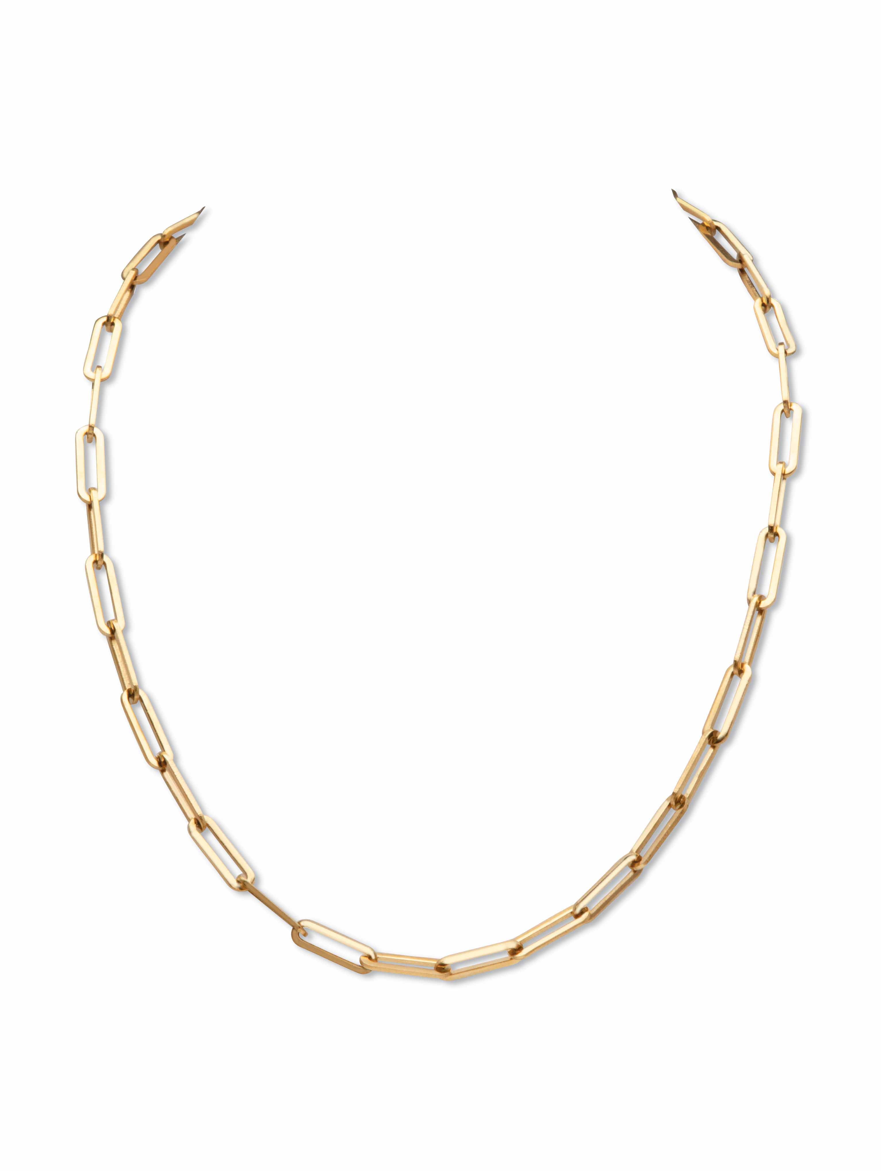 Paperclip Chain Link Necklace Gold Ion-Plated Stainless Steel 16' Length