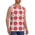 thumbnail image 2 of Uemuo Plaid Heart Pattern Men's Sleeveless T-Shirt,Muscle Athletic Tank Top, Moisture-wicking Quick-dry Breathable Classic Tee Top for Gym Run Outdoor Sports-Small, 2 of 8
