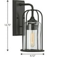 thumbnail image 2 of Watch Hill Collection One-Light Textured Black and Clear Seeded Glass Farmhouse Style Small Outdoor Wall Lantern, 2 of 2