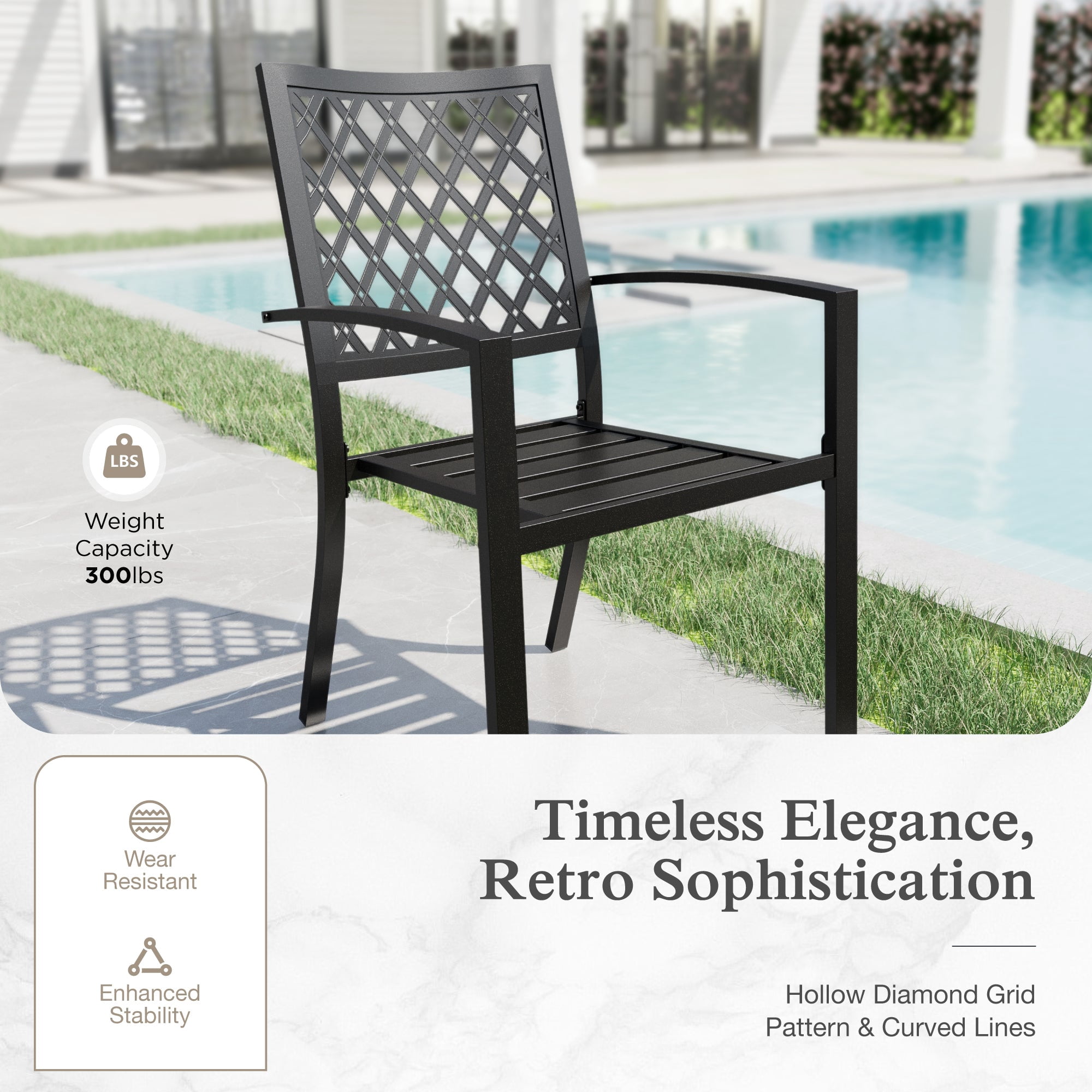 Sophia & William 7 Piece Outdoor Patio Dining Sets Metal 54" Round Table and Stackable Stackable Chairs Set for 6