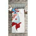 thumbnail image 3 of Ambesonne Christmas Quilted Bedspread Set 2 Pcs, Winter Snow Season Santa, Twin Size, Vermilion Blue and White, 3 of 3