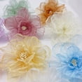 thumbnail image 4 of Xiao Hua 10 flores de organza de 8,9 cm (3,54"), de hilo transparente con centro para manualidades, apliques, sombreros de tela, decoración de bodas y fiestas, color blanco., 4 of 5