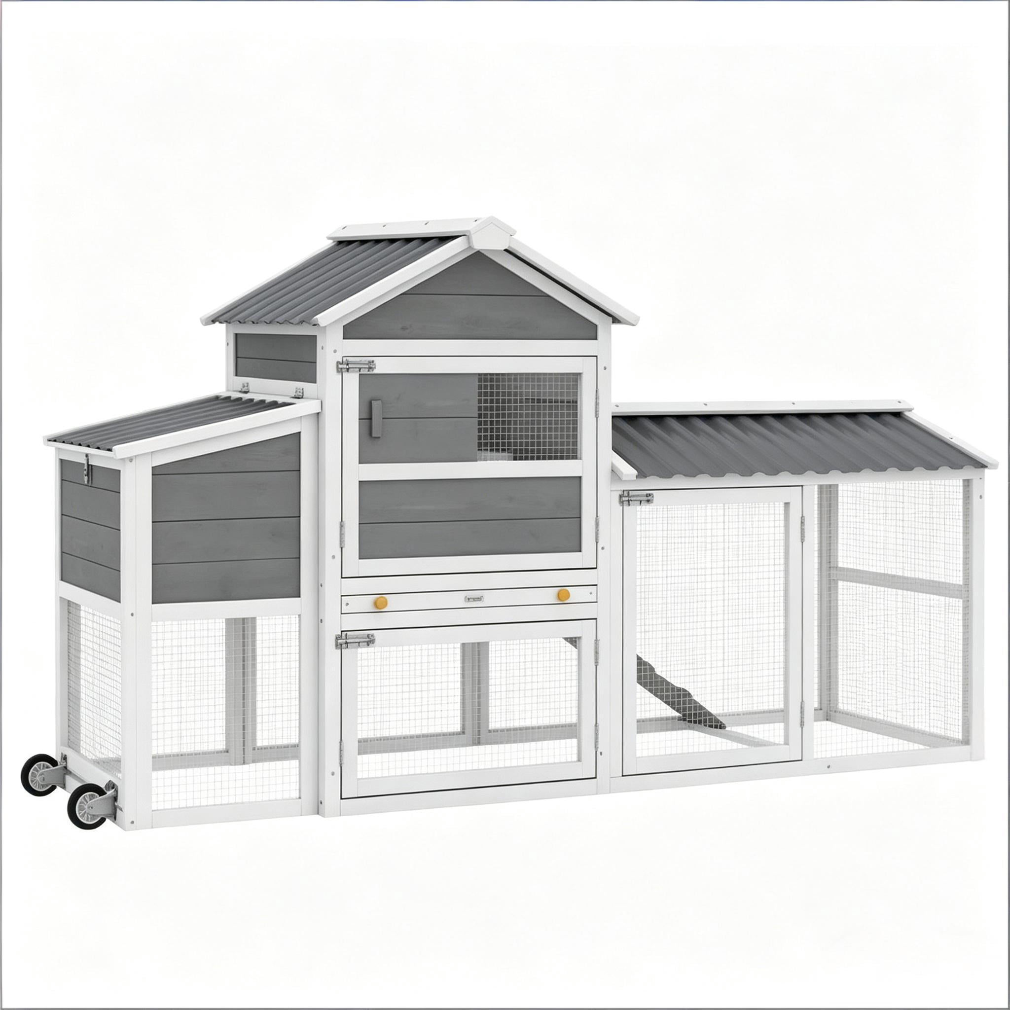 Pet Cage, Backyard Chicken Coop, Large Chicken Coop with Stable Wheels