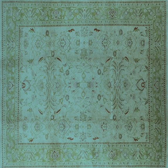 Ahgly Company Indoor Square Oriental Light Blue Industrial Area Rugs, 3' Square