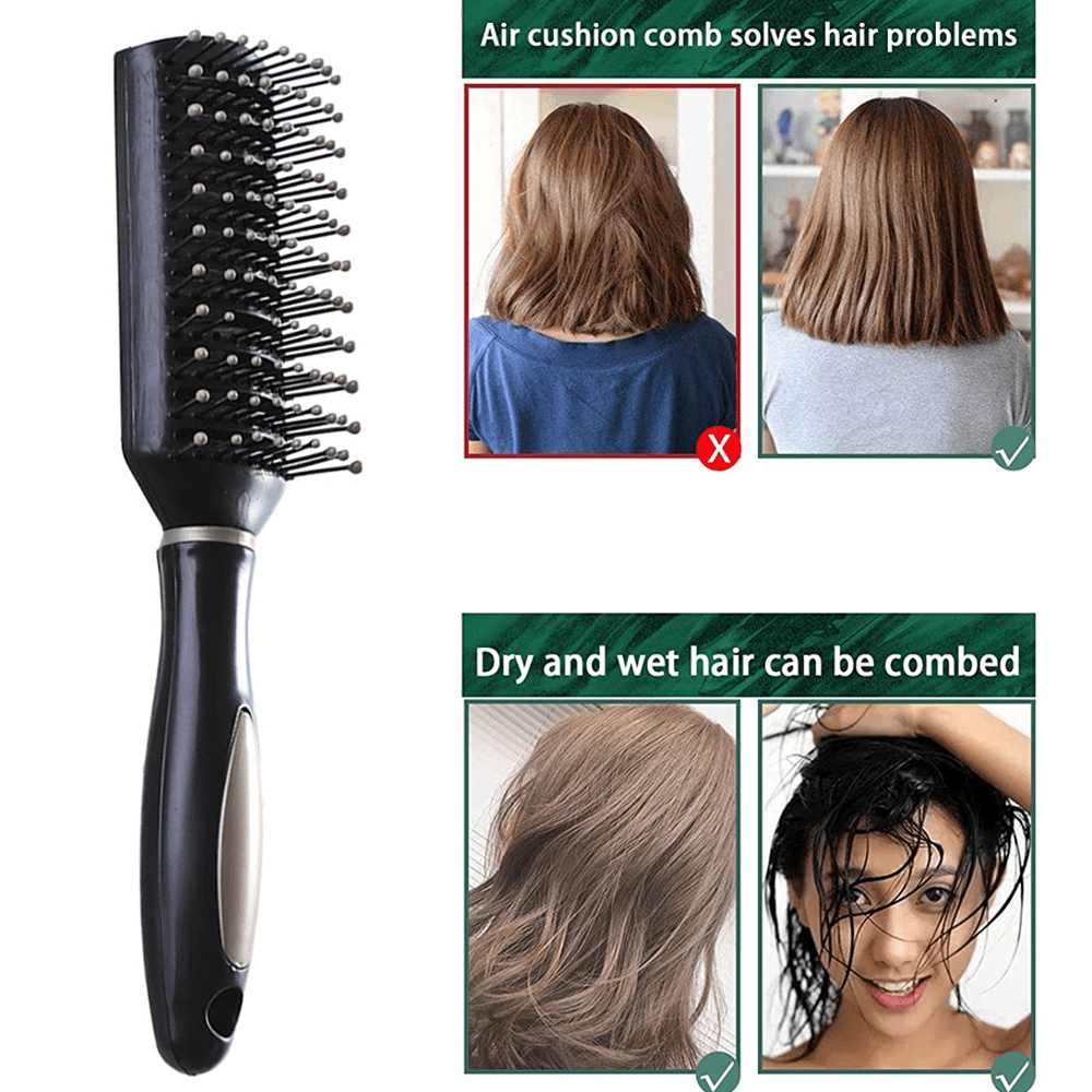 Beauty Hair Brush Set Straight Smooth Soft Touch Paddle Brush Round Brush and Detangling Brush Great On Wet or Dry Hair Health and Massage Scalp