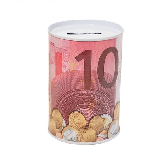 Tinplate Cylinder Piggy Bank Euro Dollar Picture Box Household Saving Money Box Home Decoration Money Boxes