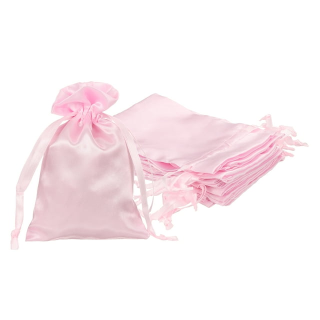 Bolsas de regalo de satén Uxcell con cordón, (3.5" x 2.8", Rosa) (6Pcs), Bolsas de regalo de satén con cordones, Adecuadas para - Boda/Festival/Cumpleaños/Celebración