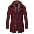 thumbnail image 3 of Men's Wool Blend Coat Warm Winter Trench Coat with Detachable Soft Scarf Single Breasted Pea Coat With Pockets, 3 of 6