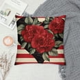 thumbnail image 2 of Heduofu Valentine's Day Rose Flowers Decorative Throw Pillow Covers , Red Heart Floral Black Stripes Outdoor Home Decor, Wedding Couch Cushion Case White, 2 of 5