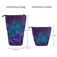 thumbnail image 2 of Lsque Purple and Green Glitter Pattern Telescopic Pencil Bag Pen Holder Stationery Case, Stand-up Retractable Transformer Bag Organizer, 2 of 6