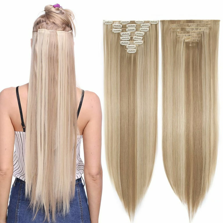 Benehair Clip in Hair Extensions Full Head Long Thick 8 Pieces Hair 18 Clips Curly Wavy Straight Hairpieces 100% Real Natural As Human Best Hair Set