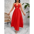 thumbnail image 3 of Crisscross Tie Backless Halter Swing Maxi Dress for Women, 3 of 10