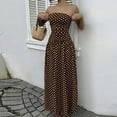 thumbnail image 6 of XUNKUSGA Cocktail Dresses for Women Trendy Polka Dot Strapless Womens Maxi Dress Casual Smocked Tube Top Swing Flowy Wedding Guest Dress,Brown,L, 6 of 9