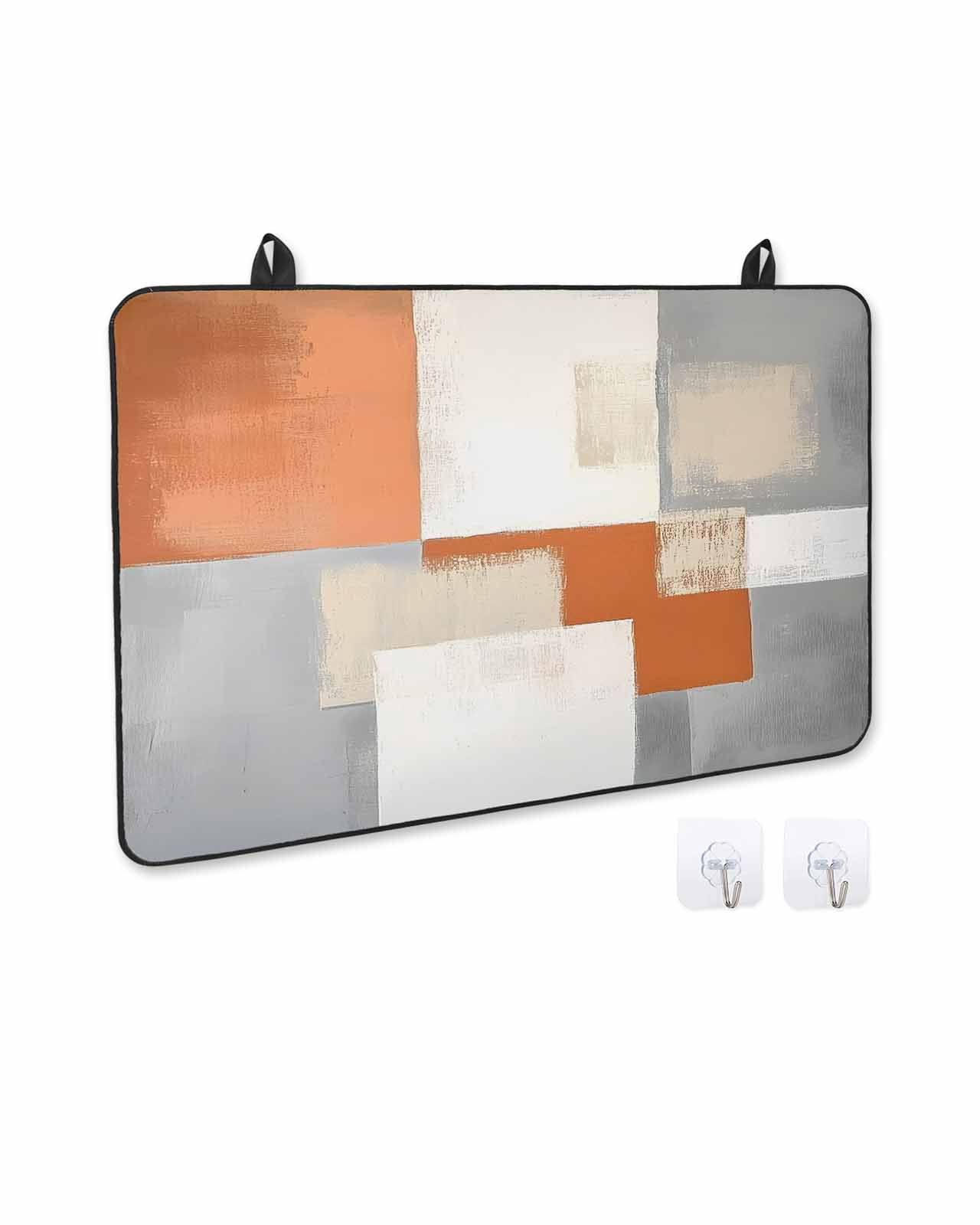 nqOlkjepod Large Induction Cooktop Protector Mat 24"x21", Abstract Orange Grey Stove Top Covers for Electric Stove, Vintage Simple Color Blocks Stove Burner Cover Mats, Glass Top Stove Cover