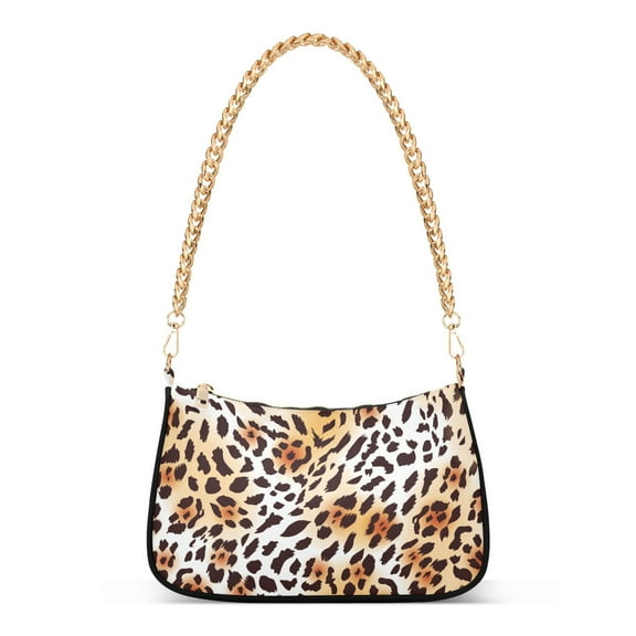 Leopard Womens Chain Shoulder Bag Tote Handbag Clutch Hobo Purse with Zipper for Travel Casual