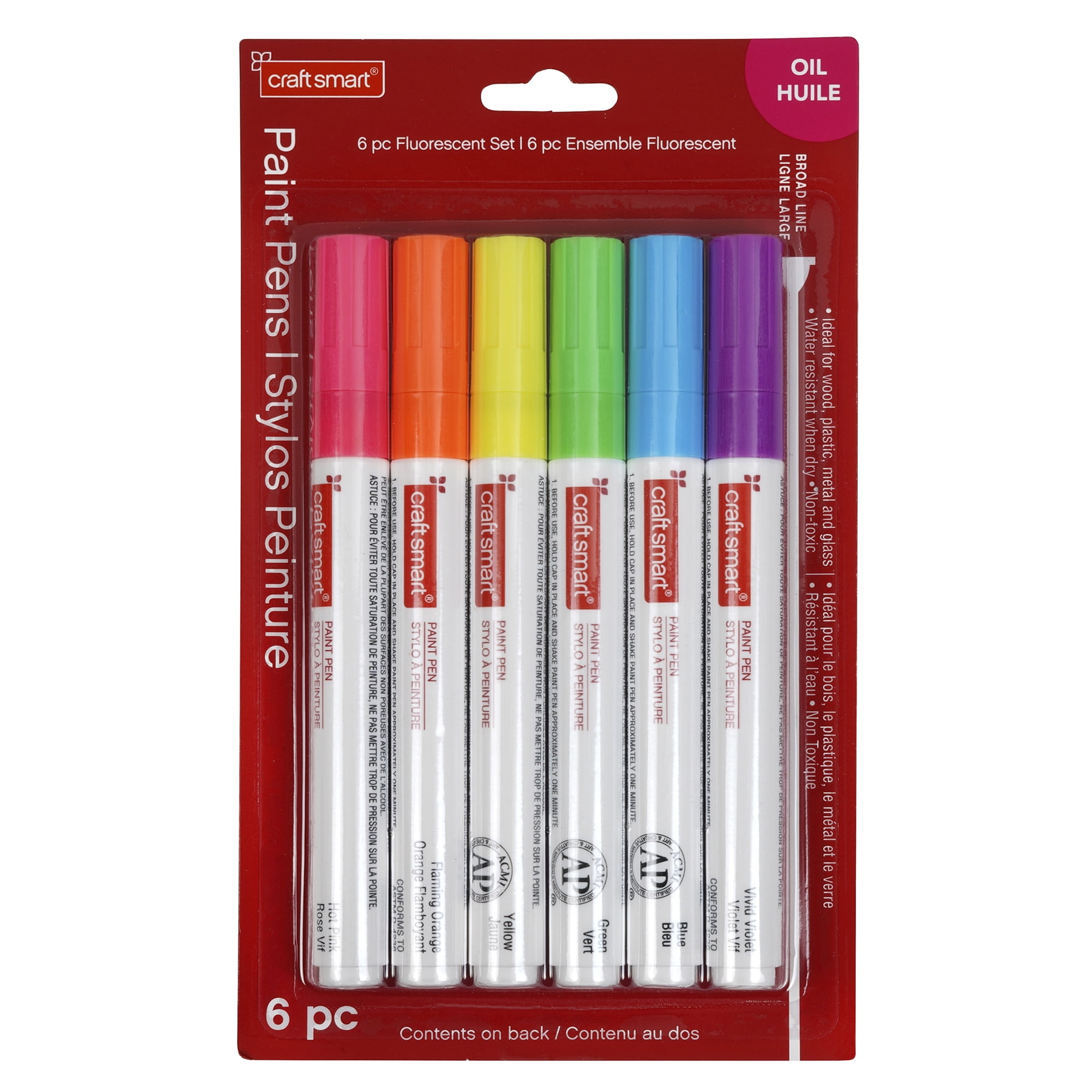 12 Packs: 6 ct. (72 total) Fluorescent Broad Line Paint Pen Set by Craft Smart
