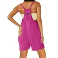 thumbnail image 3 of Women's Jumpsuits, Rompers & Overalls Sleeveless Casual Solid Summer Wide Leg Bib Pants Bottons With Pockets Short Rompers for Women Dressy Purple L, 3 of 5