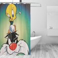 thumbnail image 3 of Cortina de ducha de tela de poliéster impermeable Bugs Bunny, decoración de baño, kit de cortina de ducha con ganchos, 72 x 72 pulgadas, 3 of 8
