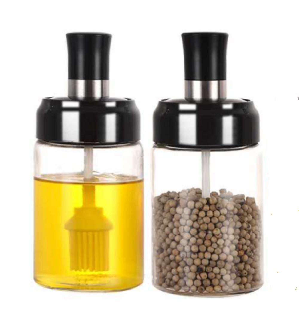 Glass Spice Jars Seasonning Box Seasoning Container Dispenser Bottle Jar Oil Dispenser Combination Brush and Lid Design Empty Jars - image 4 of 5