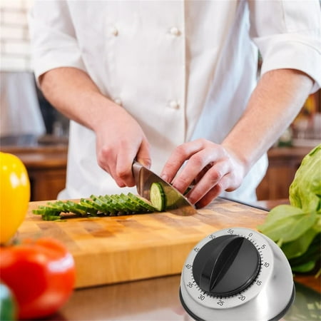 

60 Minute Mechanical Wind Up Kitchen Timer Stainless Steel Cooking Countdown Alarm Reminder For Home Baking And Cooking
