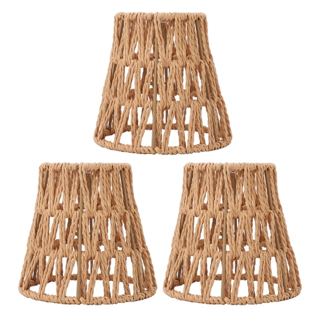 Pantalla de Lámpara, clip en la mesa de reemplazo de la lámpara e14 bulbo 3pcs faux rattan para hotel