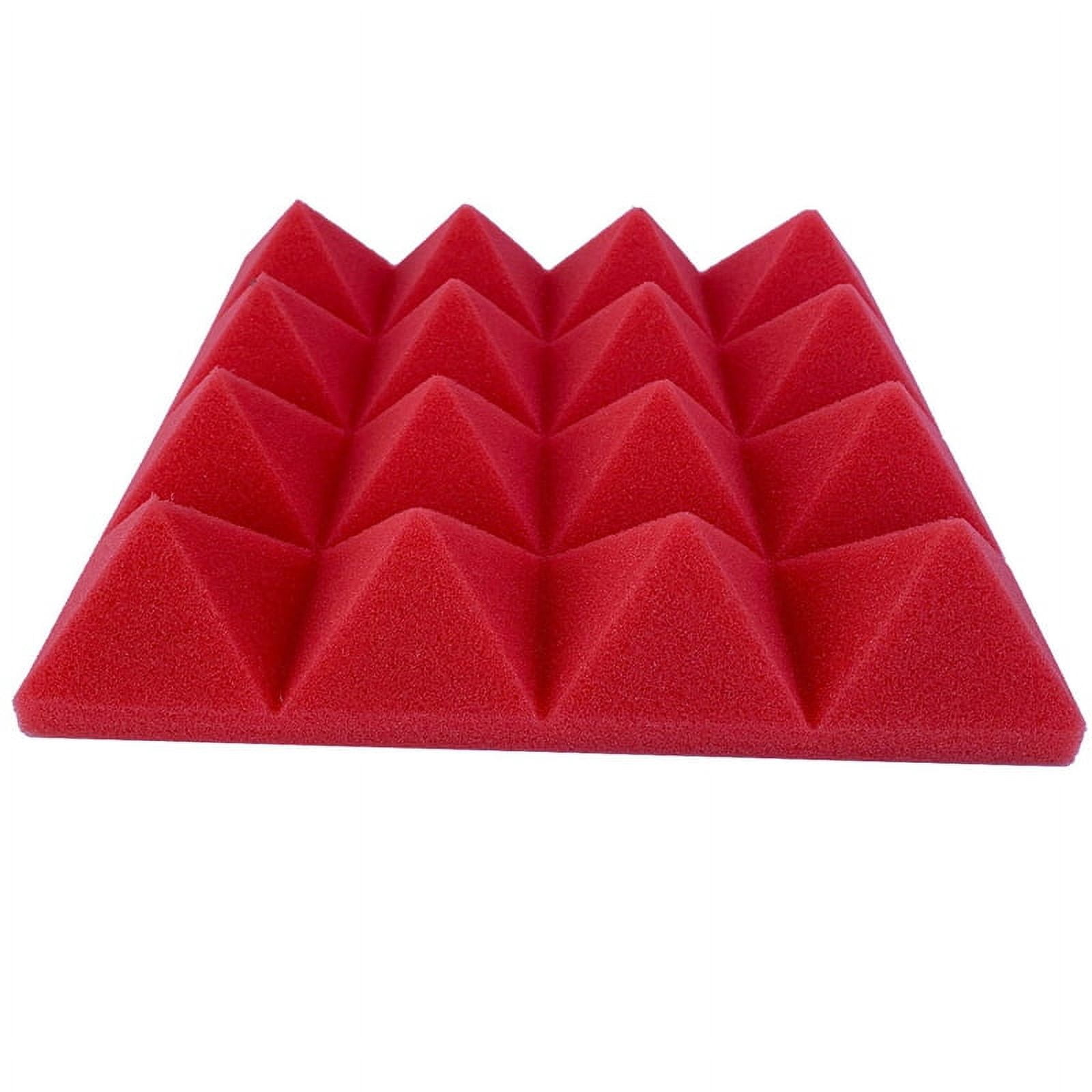48Pcs 25X25X5Cm Studio Acoustic Soundproof Foam Pyramid Noise Insulation Sound Absorption Treatment Panels Black+Red