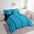 thumbnail image 3 of Feelyou Blue Square Bedding Comforter Set 7pcs, Retro Pixel Grid Miners Queen Bedding Sets, 3 of 8