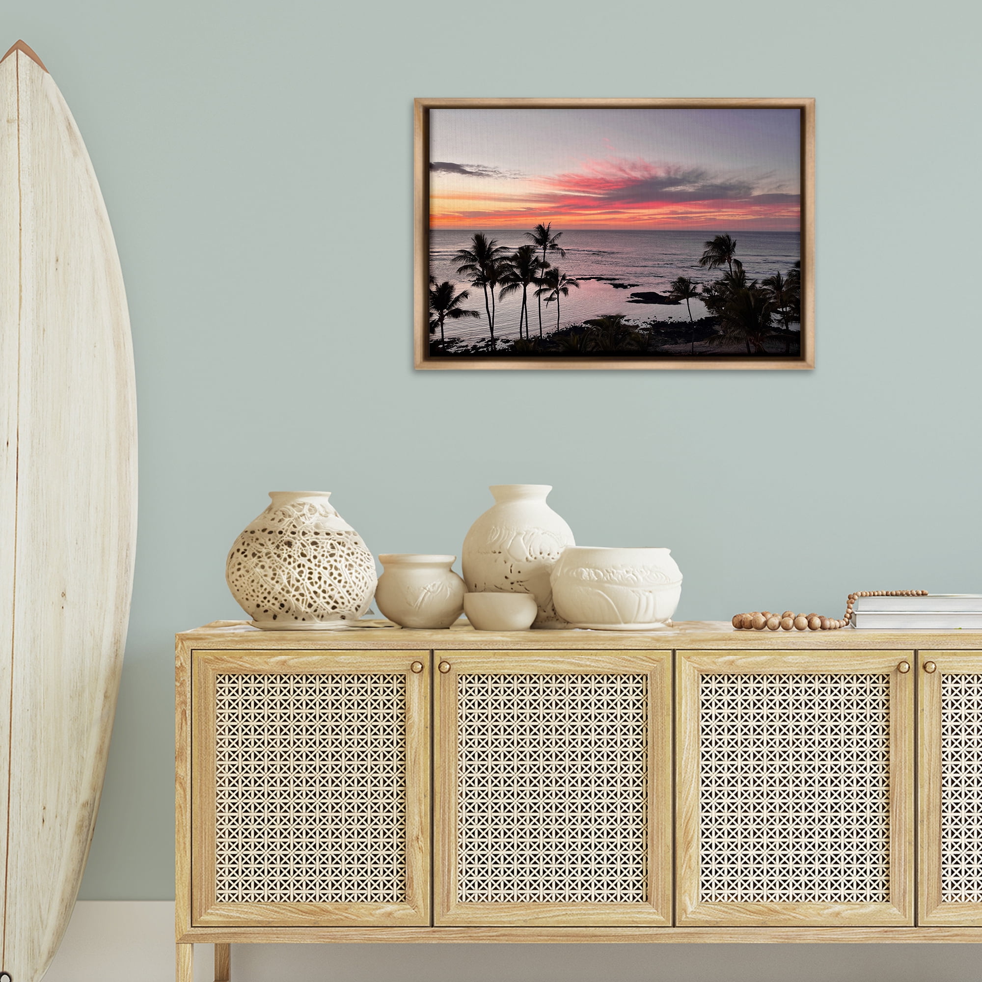 Stupell Industries Fierce Sunset View Landscape Photography Brown Floater Framed Canvas Art Print Wall Art, 31 x 21