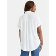 thumbnail image 3 of Time and Tru Women's Camp Shirt with Short Sleeves, Sizes XS-XXXL, 3 of 4