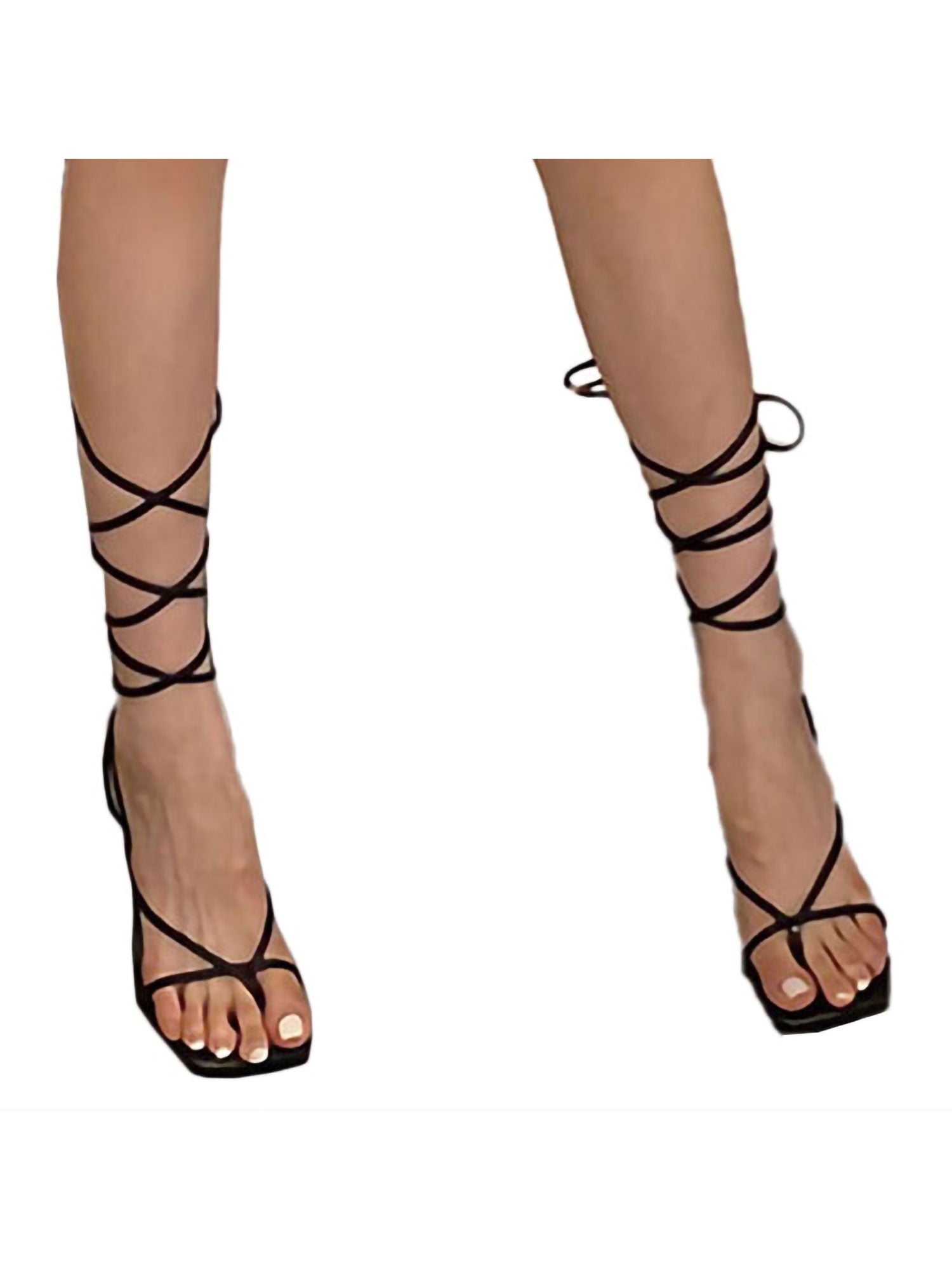 LADIES LACE UP SANDALS STILETTO HEELS 