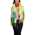 thumbnail image 2 of Women's Fashion Tassel Scarf, Watercolour Abstract Forest Long Shawl, Lightweight and Warm, 2 of 9
