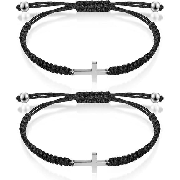 Cross Friendship Bracelet Adjustable Braided Rope Jesus Christian Cross Bracelets Matching Couple String Lucky Strand BFF Wristband for Women Men Boy Girls Easter Baptism
