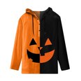thumbnail image 5 of Sudadera con capucha de Halloween para hombre con diseño dividido y cara de Jack-O'-Lantern, sudadera con capucha informal de manga larga para fiestas navideñas, 5 of 5